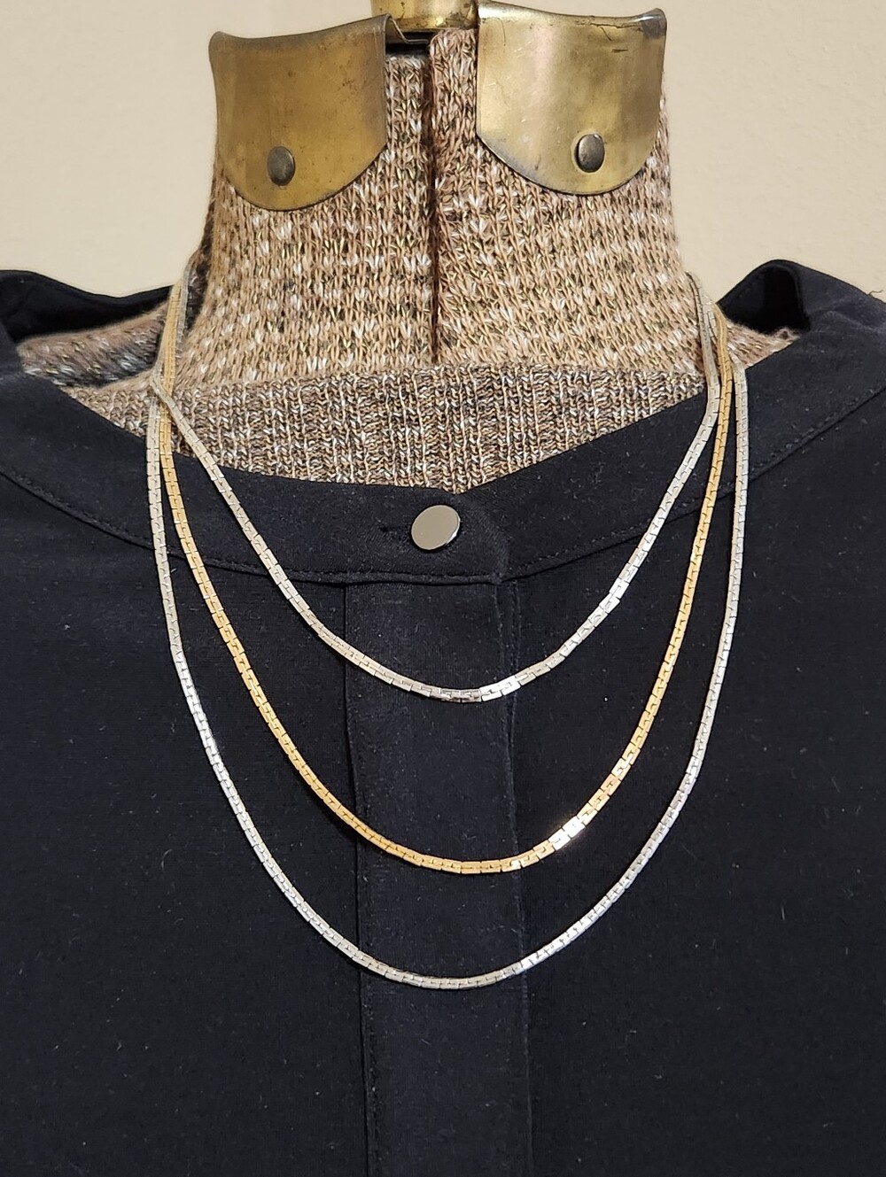 Act II Vintage 70s Liquid Metal Gold Silver Multistrand Necklace